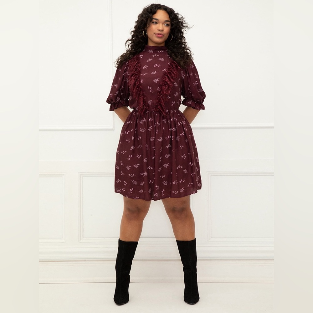 Eloquii Elements | 20 | Puff Sleeve Dress with Ruffles